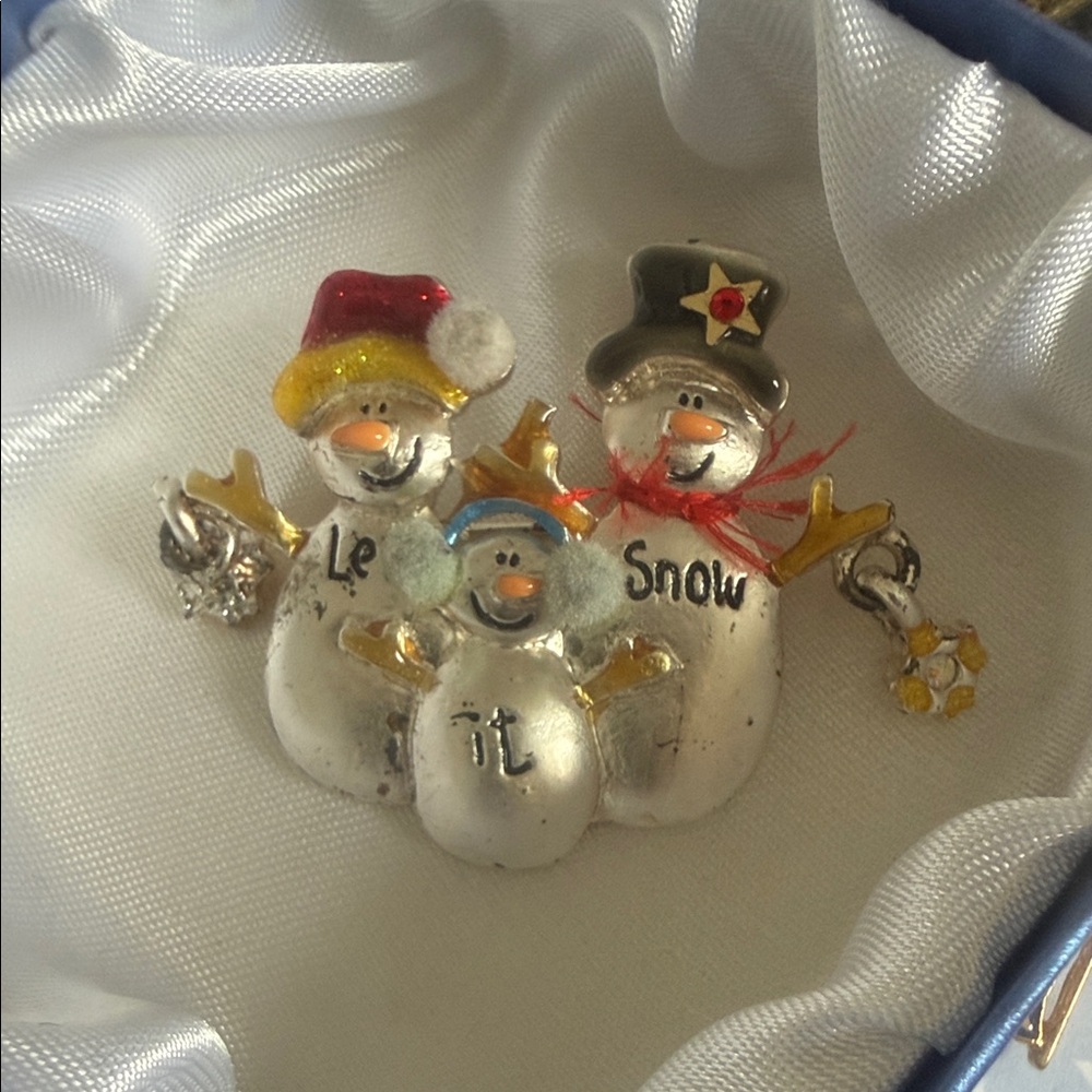 Festive Snowman Family Brooch